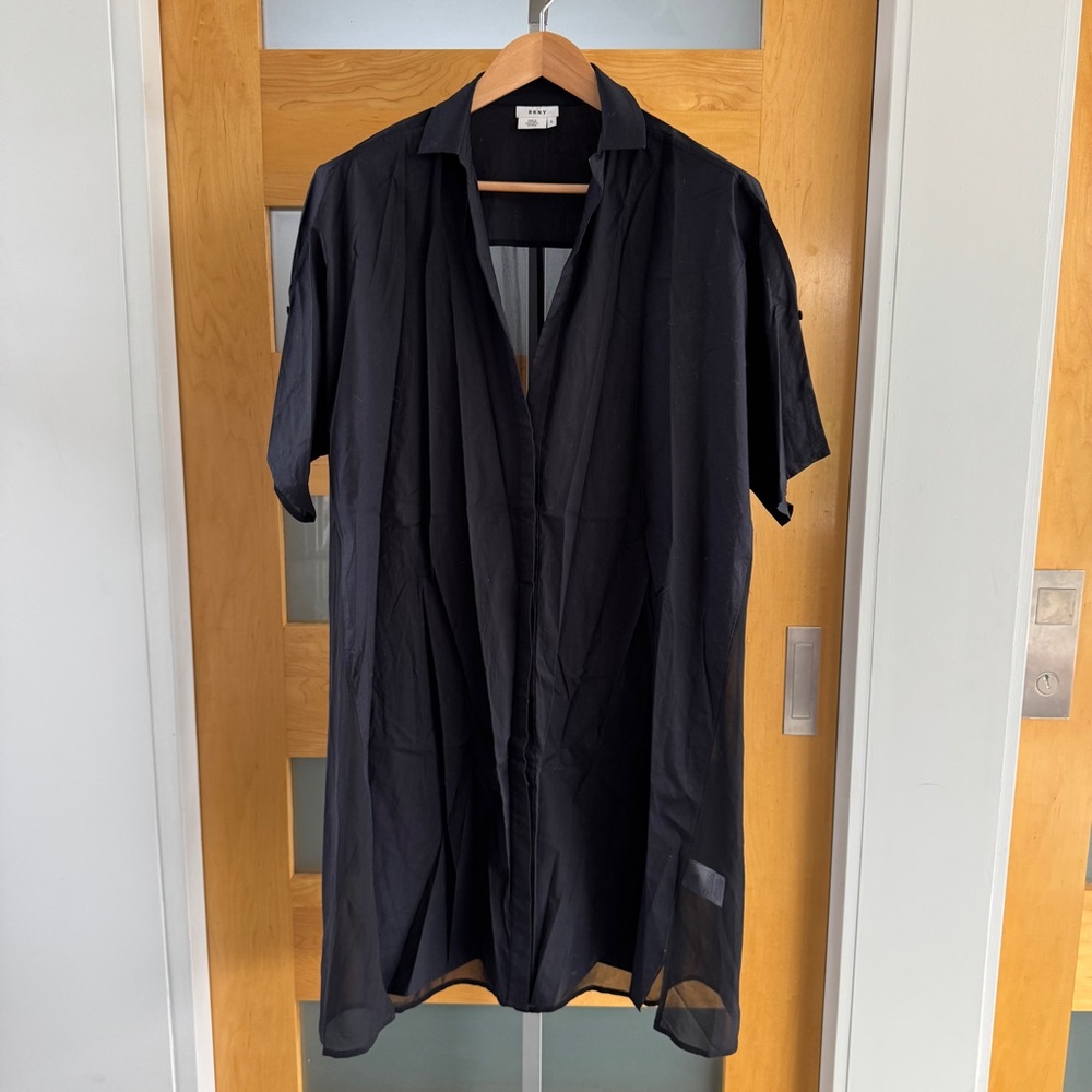 DKNY Women's Black Sheer Shirt dress